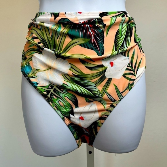 Cupshe Floral Print Med High Waisted Bikini Bottom Full Coverage NWOT - Picture 1 of 9